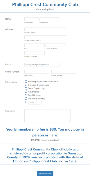 Membership Form Template