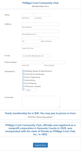 Membership Form Template