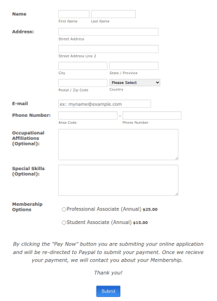 Membership Registration Form PayPal