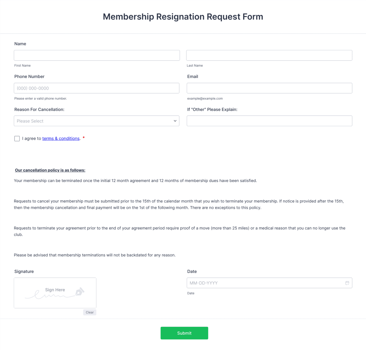 Membership Resignation Request Form Template | Jotform