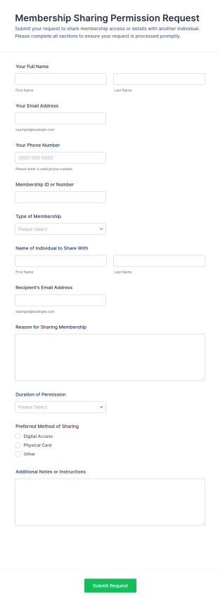 Membership Sharing Permission Request Form Template