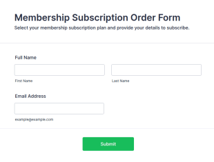 Membership Subscription Order Form Template