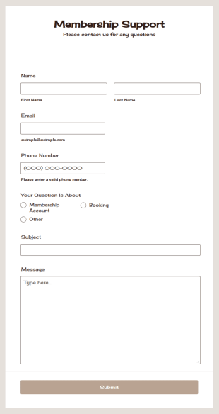 Membership Support Form Template