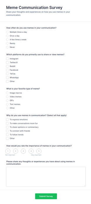 Meme Communication Survey Form Template