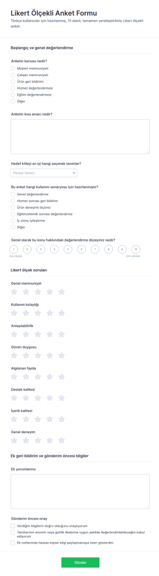 Memnuniyet Anketi Form Şablonu
