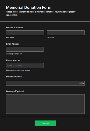 Memorial Donation Form Template