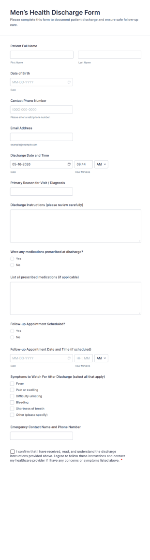 Men’s Health Discharge Form Template