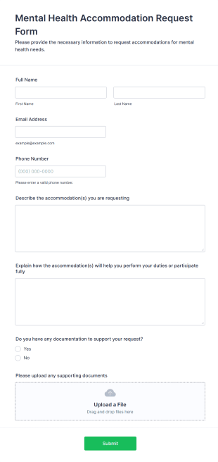 Mental Health Accommodation Request Form Template