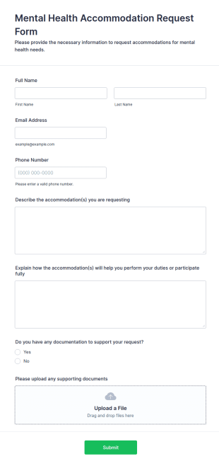 Mental Health Accommodation Request Form Template