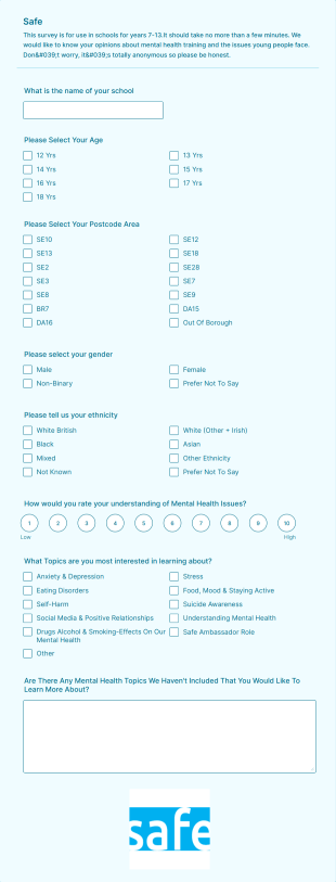 Mental Health Awareness Feedback Form Template