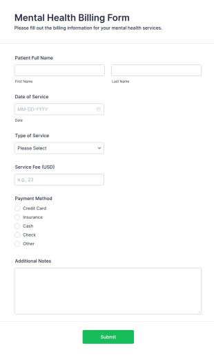 Mental Health Billing Form Template