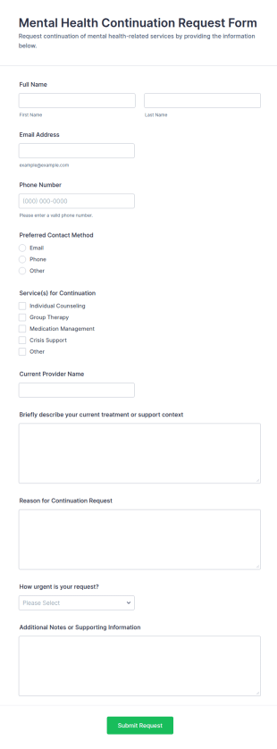 Mental Health Continuation Request Form Template