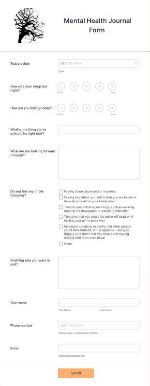 Mental Health Journal Template Form Template