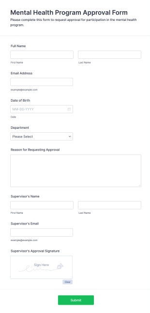 Mental Health Program Approval Form Template