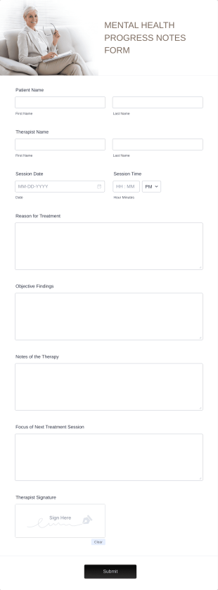 Mental Health Progress Notes Form Template