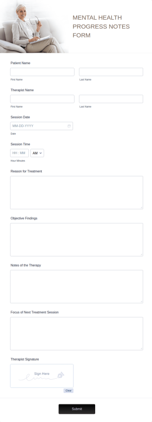 Mental Health Progress Notes Form Template