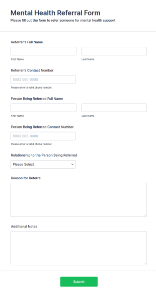 Mental Health Referral Form Template