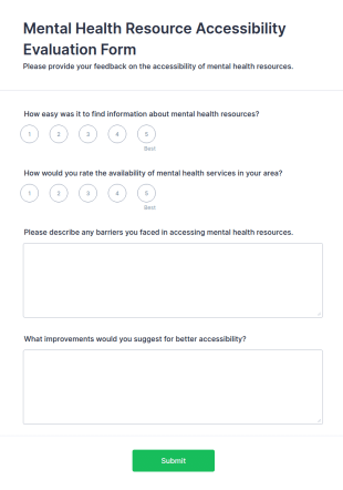 Mental Health Resource Accessibility Evaluation Form Template