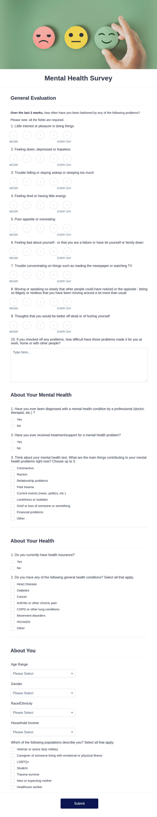 Mental Health Survey Form Template