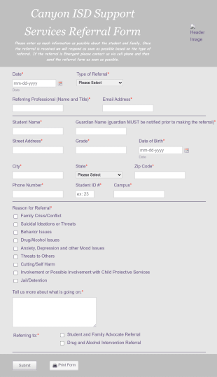 Mental Health Team Form Template