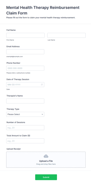 Mental Health Therapy Reimbursement Claim Form Template