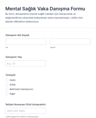 Mental Sağlık Vaka Danışma Form Şablonu