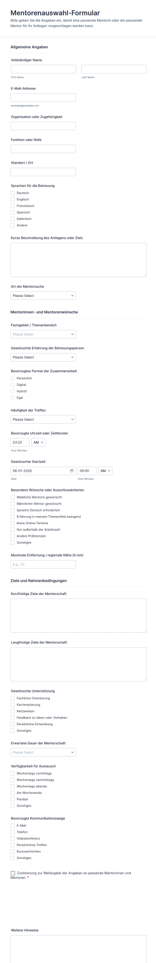 Mentoren Auswahl Umfrage
