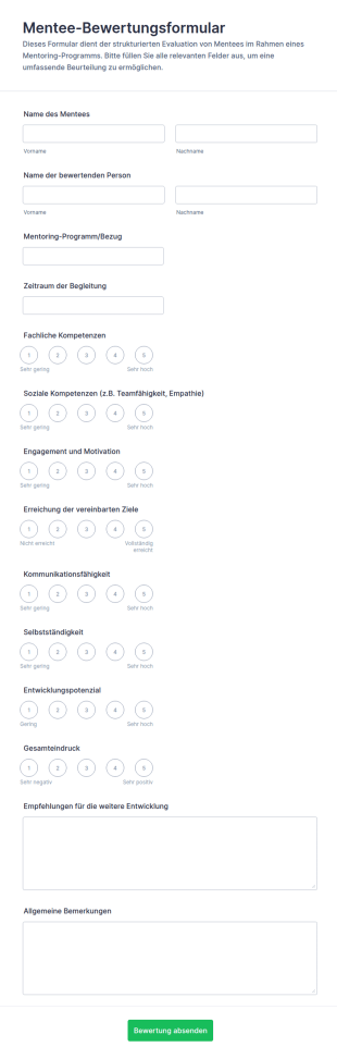 Mentoring Bewertungsformular
