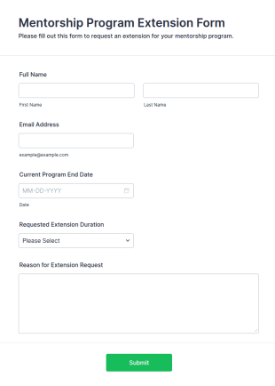 Mentorship Program Extension Form Template