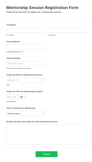 Mentorship Session Registration Form Template