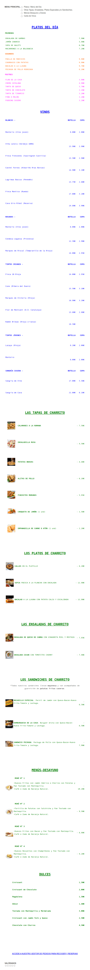 Menu Del Dia Charrito