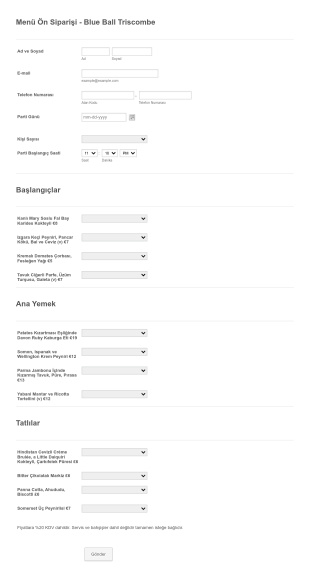 Menu On Siparisi Blue Ball Triscombe Form Template