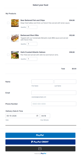 Menu Order Form Template