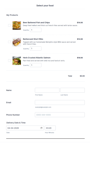 Menu Order Form Template