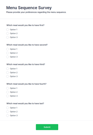 Menu Sequence Survey Form Template