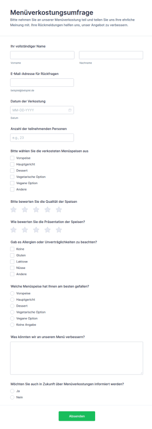 Menüverkostungsformular