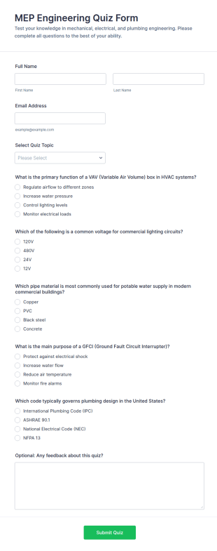 MEP Engineering Quiz Form Template