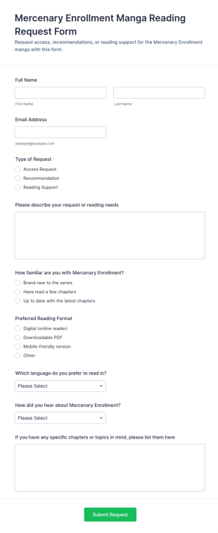 Mercenary Enrollment Manga Reading Request Form Template