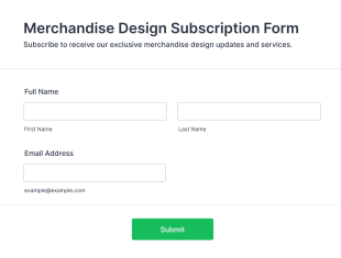 Merchandise Design Subscription Form Template