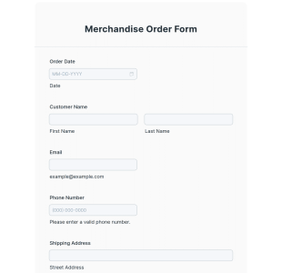Merchandise Order Form Template