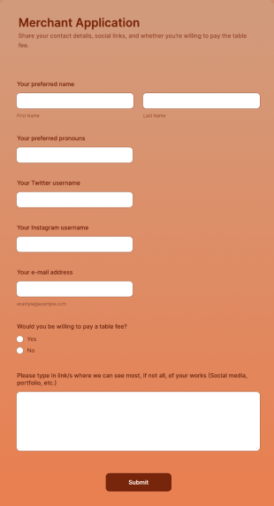 Merchant Application Form Template