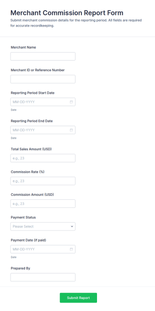 Merchant Commission Report Form Template