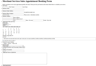 Merchant Services Sales Appointment Booking Form Template