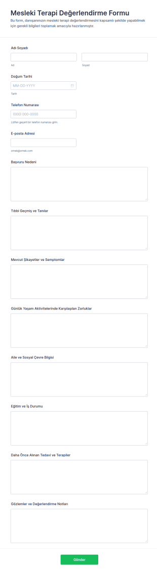 Mesleki Terapi Değerlendirme Form Şablonu