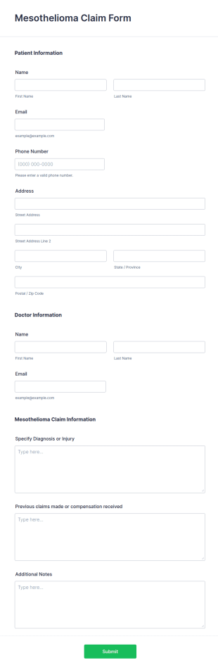 Mesothelioma Claim Form Template