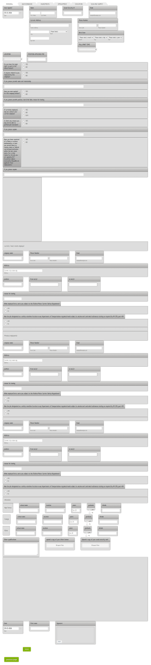 Mesquite Services Employment Application(non DOT) Form Template