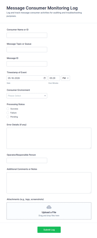 Message Consumer Monitoring Log Form Template