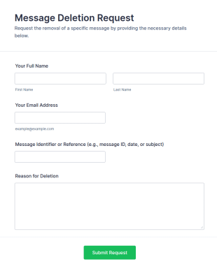 Message Deletion Request Form Template