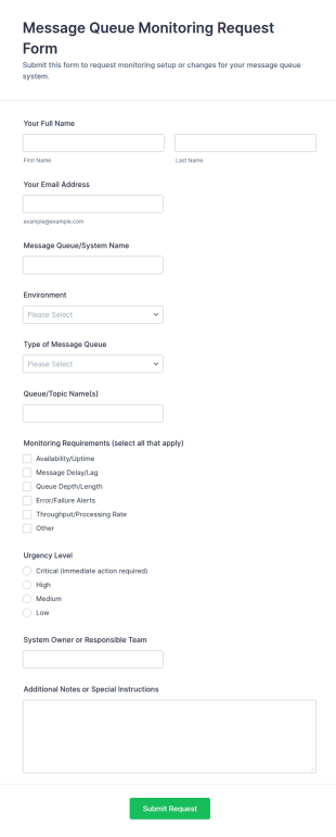 Message Queue Monitoring Request Form Template