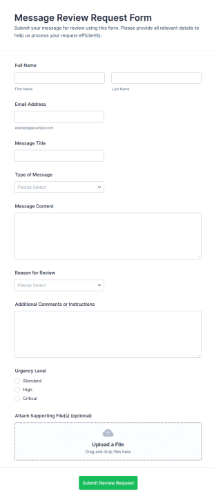 Message Review Request Form Template